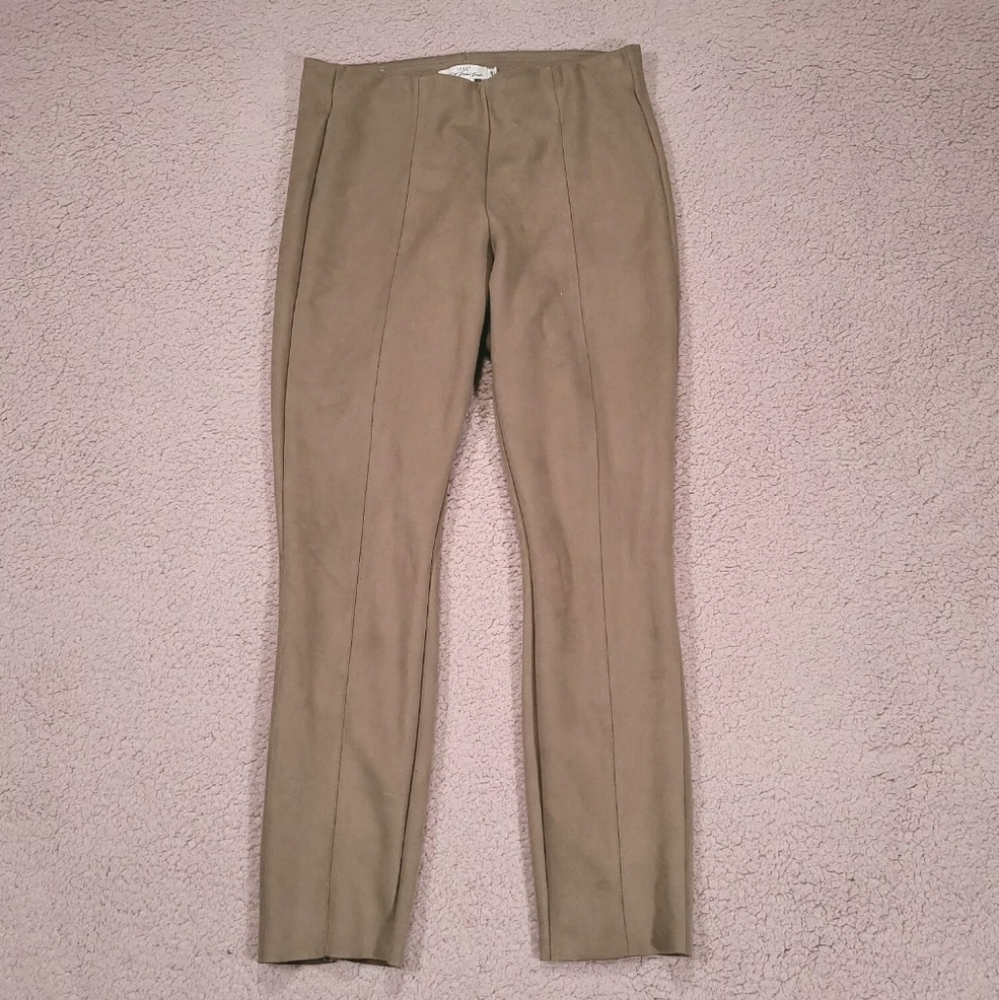 LOGG Womens Pants Suede Feel Pull On Slim Leg Luxury Tan Brown Womens Size 12